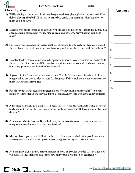 3.oa.8 Worksheets - Add then Divide worksheet
